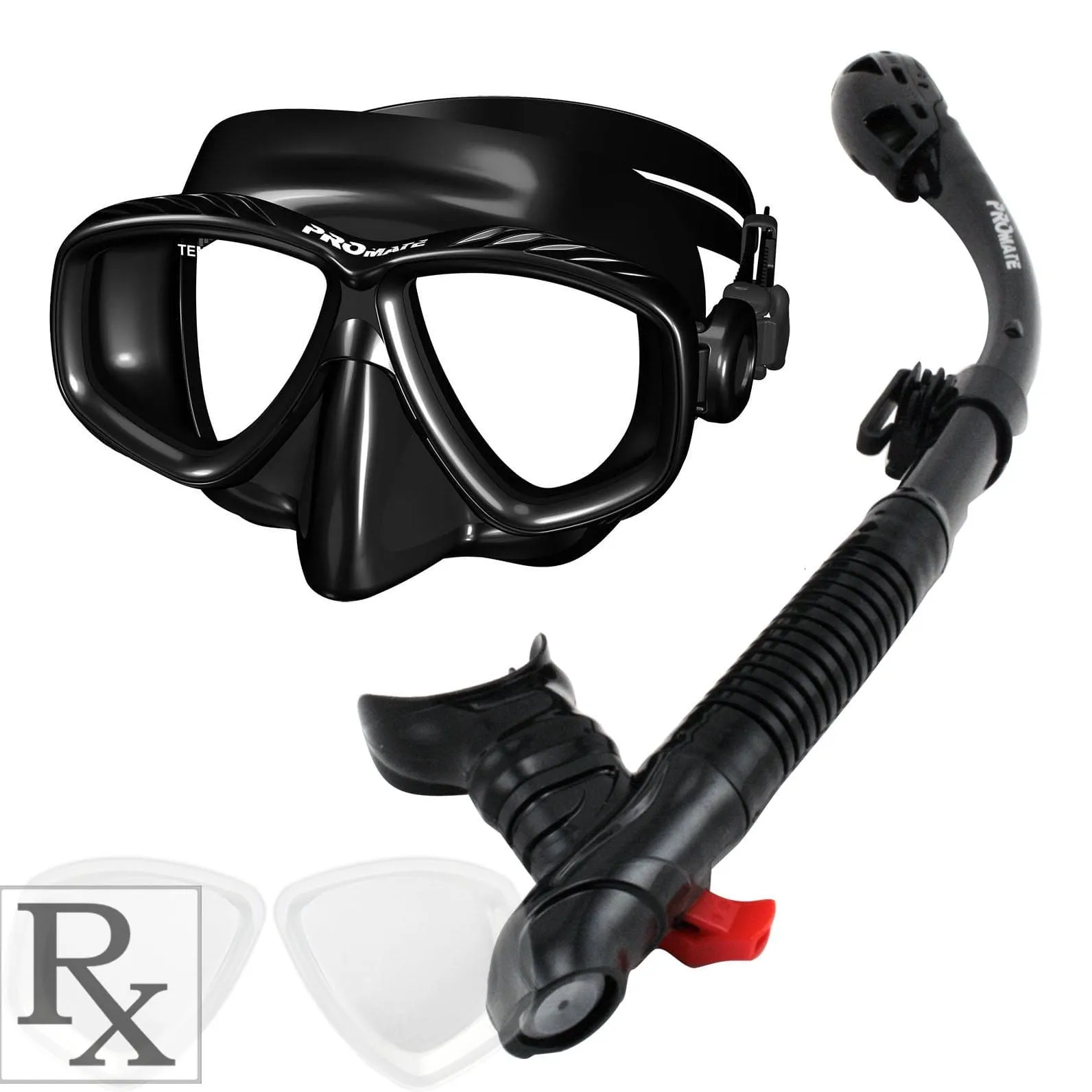 Promate Pro Viewer Prescription Snorkeling Purge Mask and Ultra Dry Snorkel Combo Set - SCS0096 RX