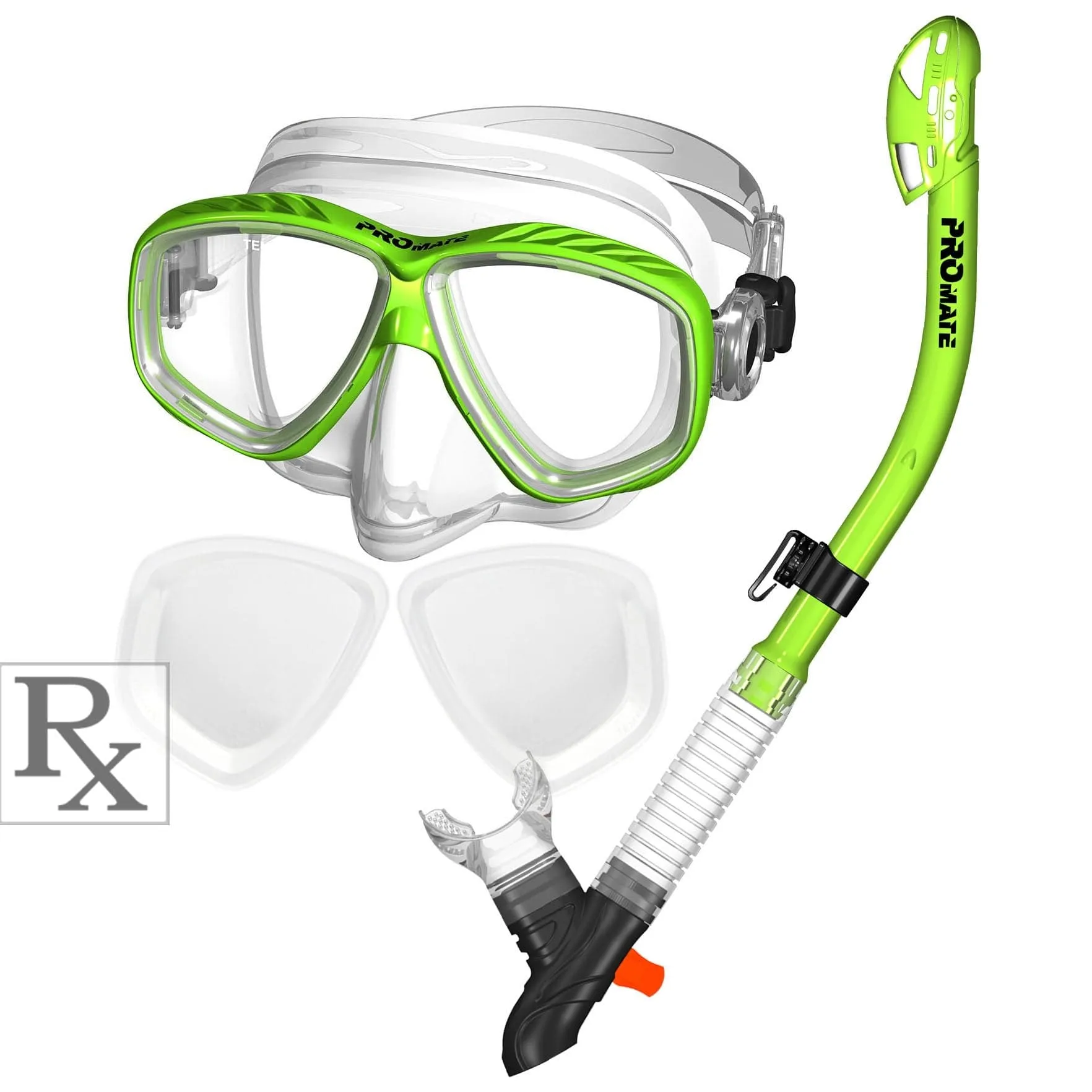 Promate Pro Viewer Prescription Snorkeling Purge Mask and Ultra Dry Snorkel Combo Set - SCS0096 RX