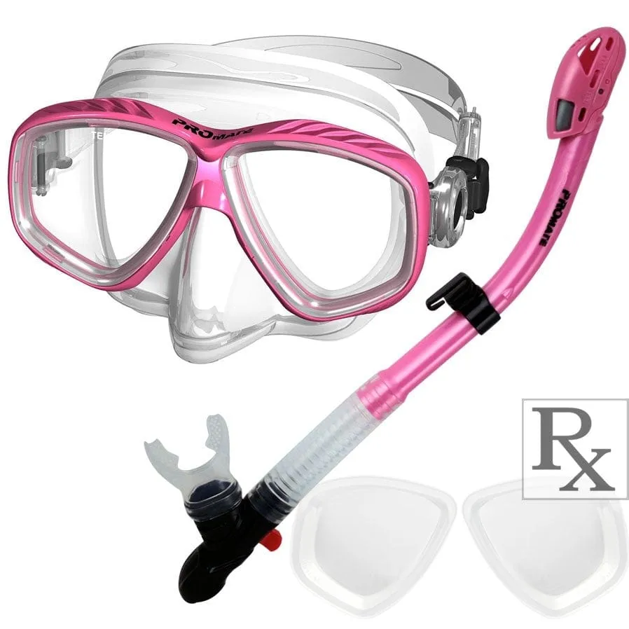 Promate Pro Viewer Prescription Snorkeling Purge Mask and Ultra Dry Snorkel Combo Set - SCS0096 RX