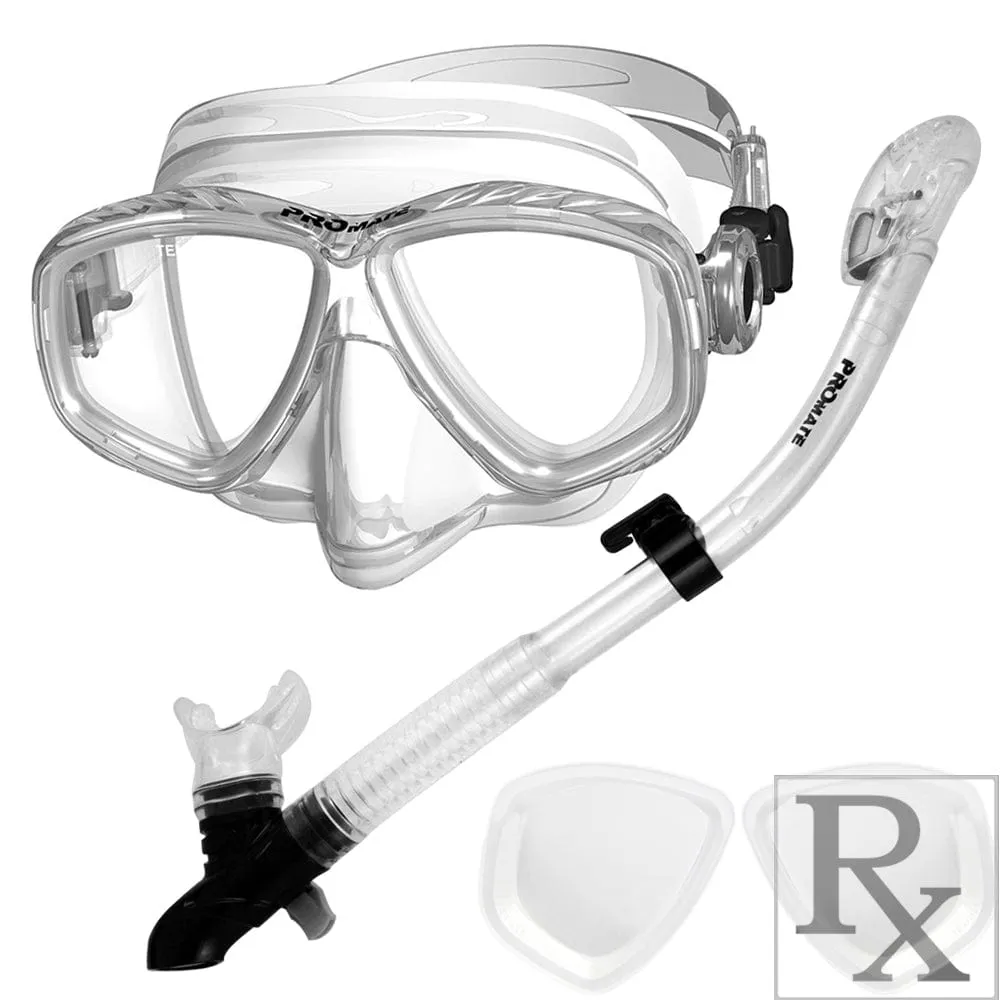 Promate Pro Viewer Prescription Snorkeling Purge Mask and Ultra Dry Snorkel Combo Set - SCS0096 RX