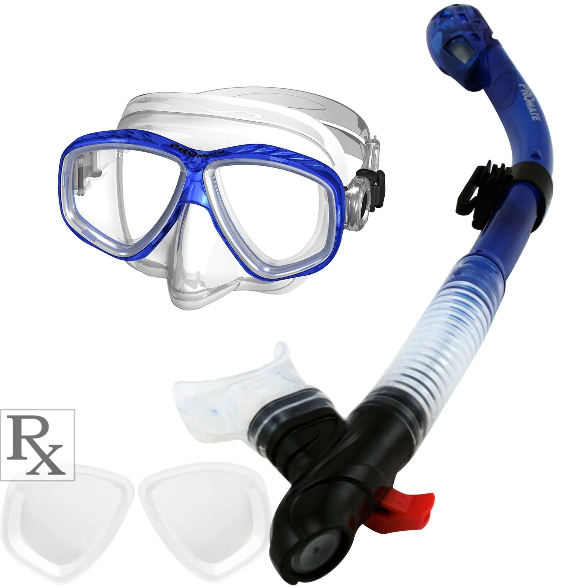 Promate Pro Viewer Prescription Snorkeling Purge Mask and Ultra Dry Snorkel Combo Set - SCS0096 RX