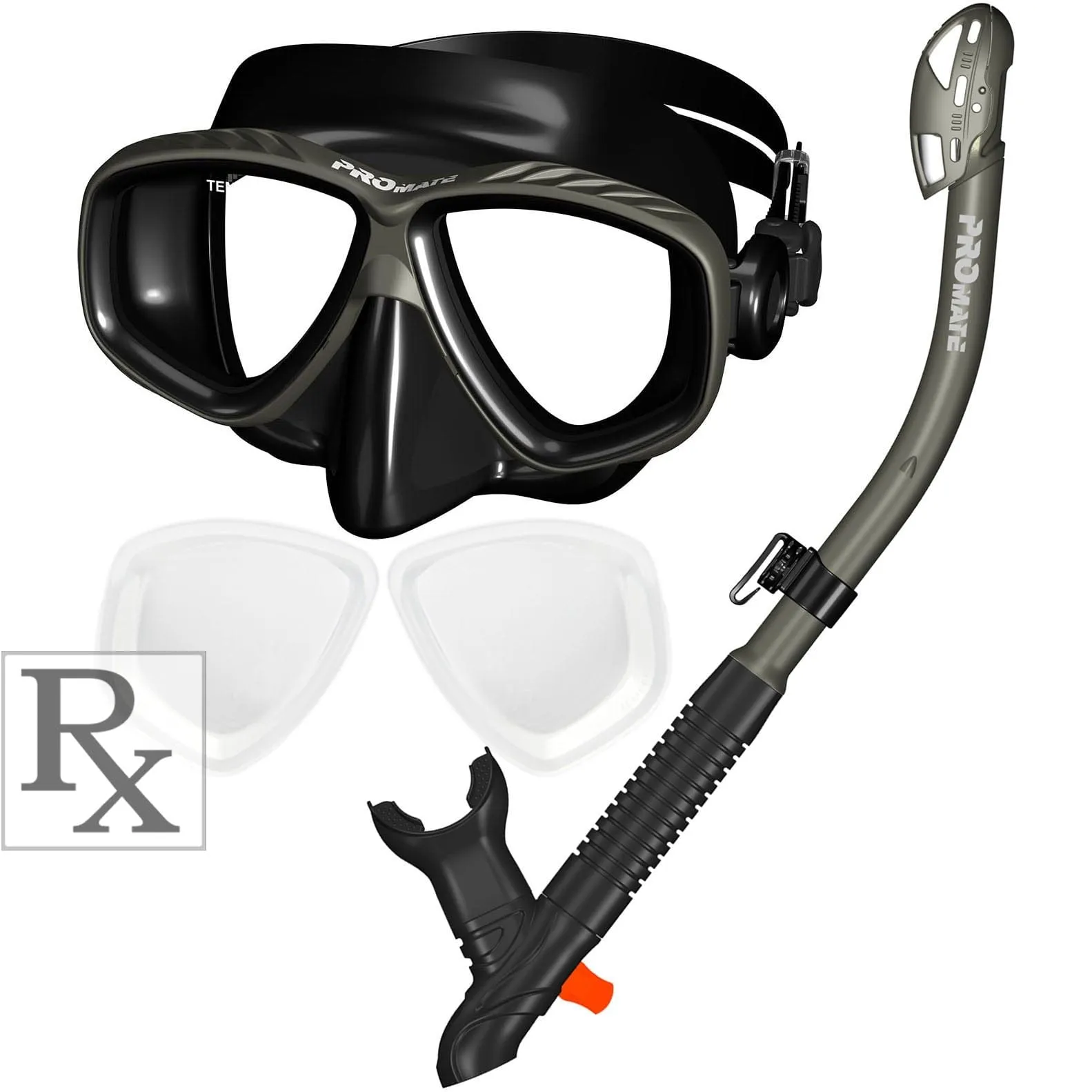 Promate Pro Viewer Prescription Snorkeling Purge Mask and Ultra Dry Snorkel Combo Set - SCS0096 RX