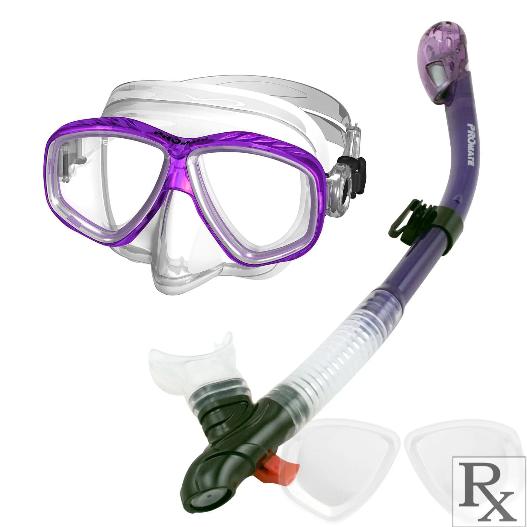 Promate Pro Viewer Prescription Snorkeling Purge Mask and Ultra Dry Snorkel Combo Set - SCS0096 RX