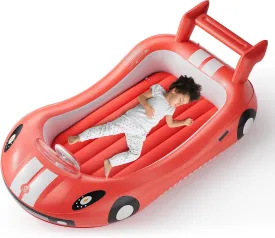 QPAU Inflatable Kids Bed, Toddler Travel Bed with Sides, for Camping, Traveling, Hotel, or Home Use, Hand Pump Included