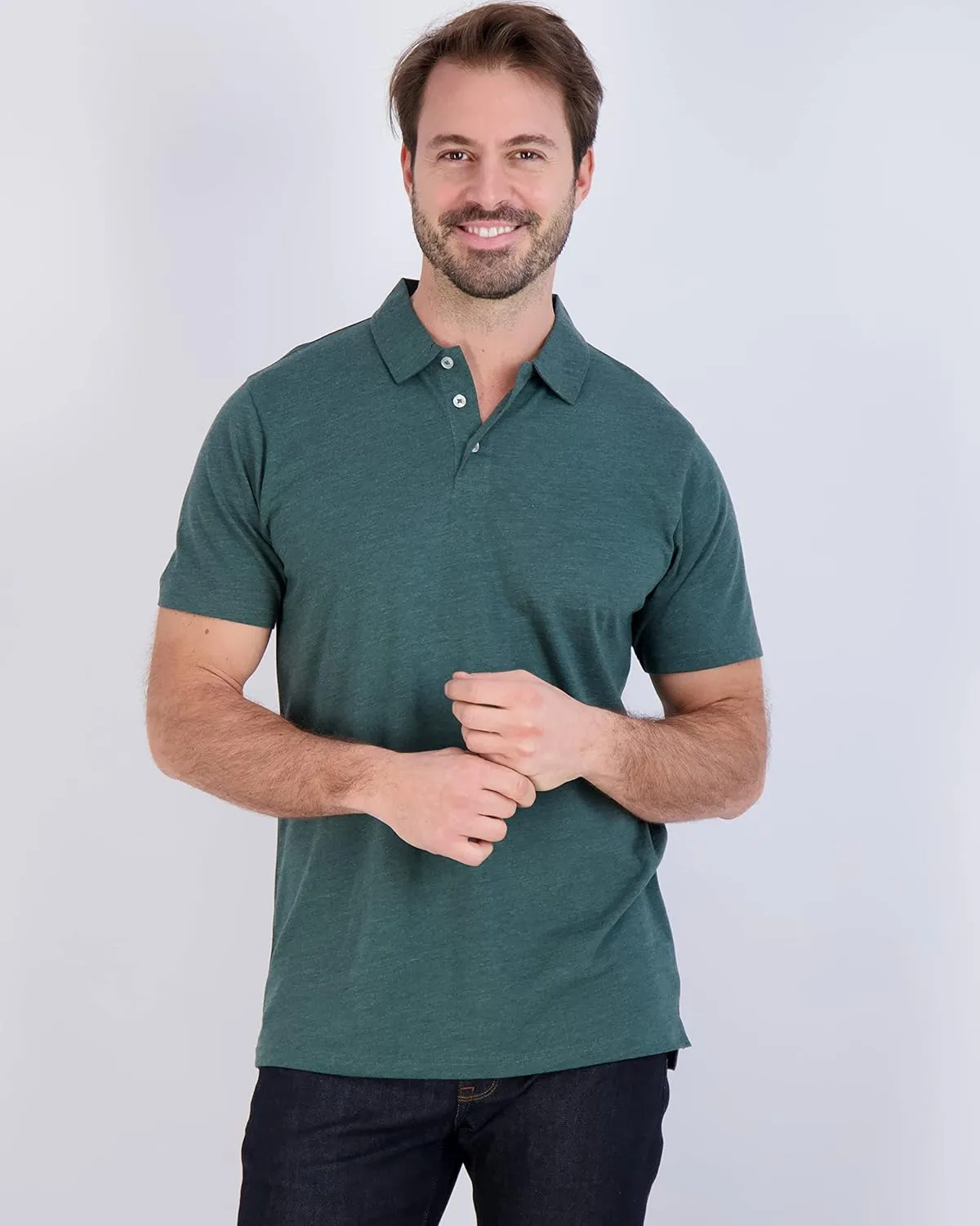 Real Essentials 3 Pack: Men's Jersey Cotton Short Sleeve Polo Shirt - Breathable Performance Polo (Available in Big & Tall)