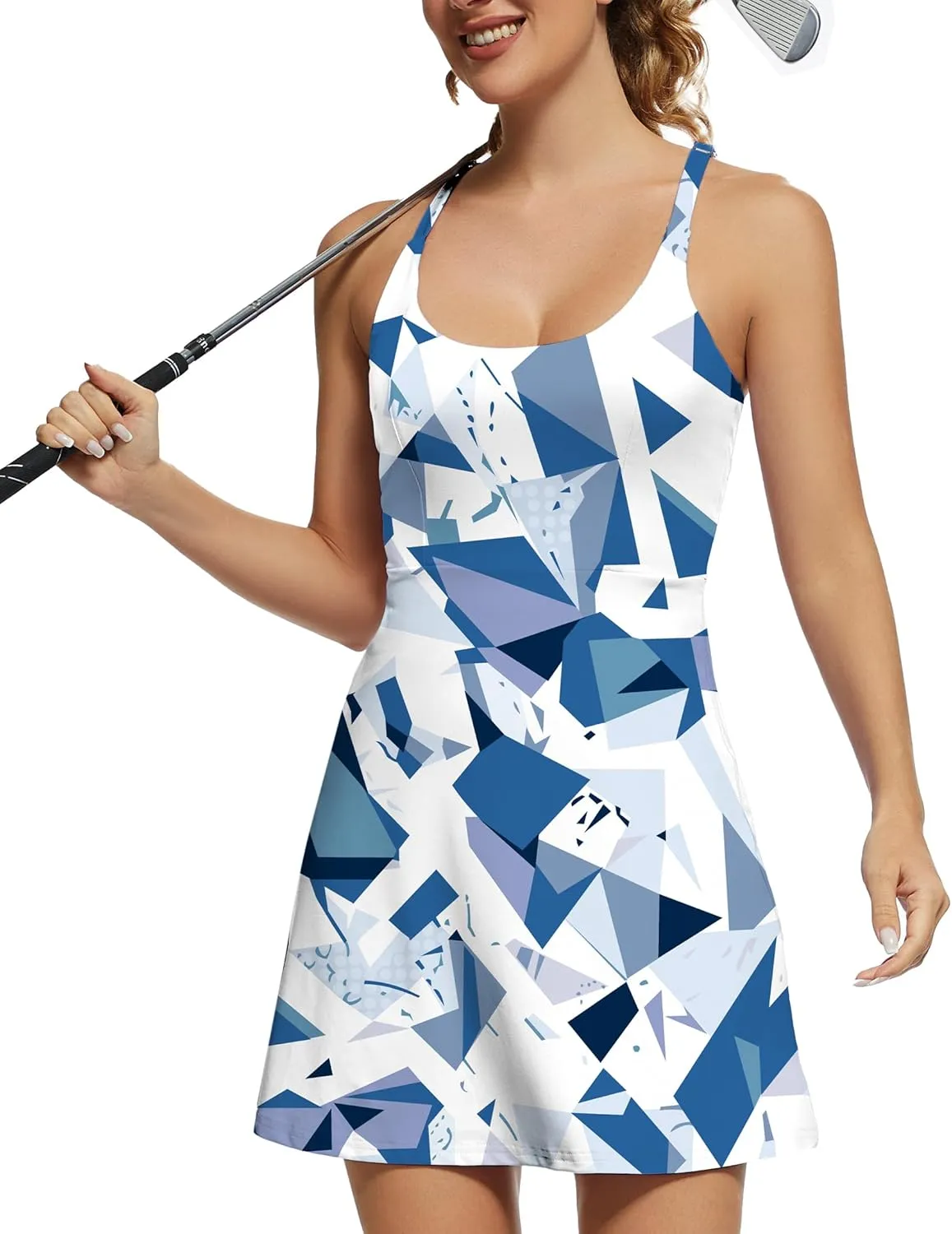 Tennis Dress for Women Athletic Golf Dress with Shorts and Pockets Backless Workout Dress with Adjustable Straps