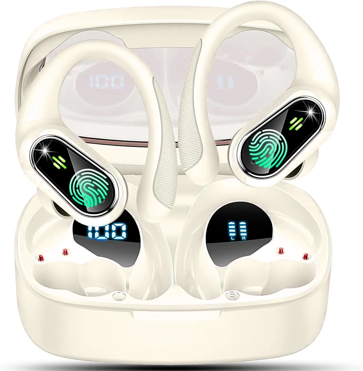 Wireless Earbuds Bluetooth Headphones, Bluetooth Earbuds Stereo Deep Bass, 50hrs Playtime Over Ear Buds and Noise Canceling Mic