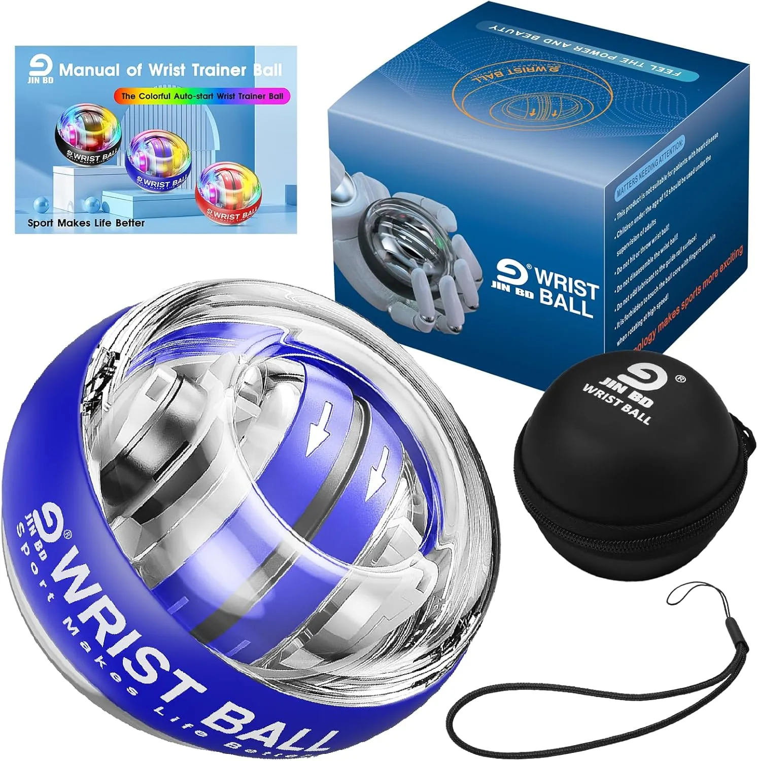 Wrist Trainer Ball Auto-Start Gyroscopic Forearm Exerciser Gyro Ball for Strengthen Arms, Fingers, Bones and Muscles